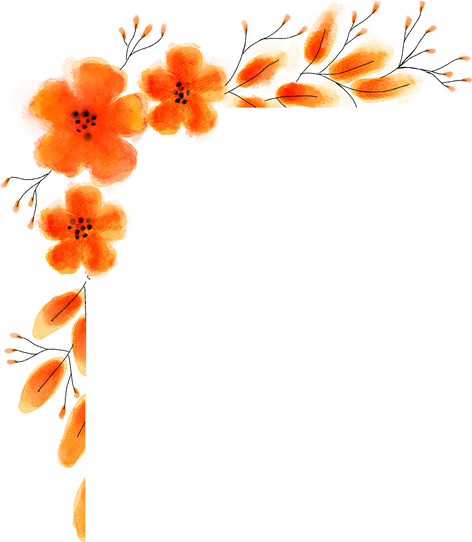 Monochromatic Watercolor Orange Left Upper Corner Border